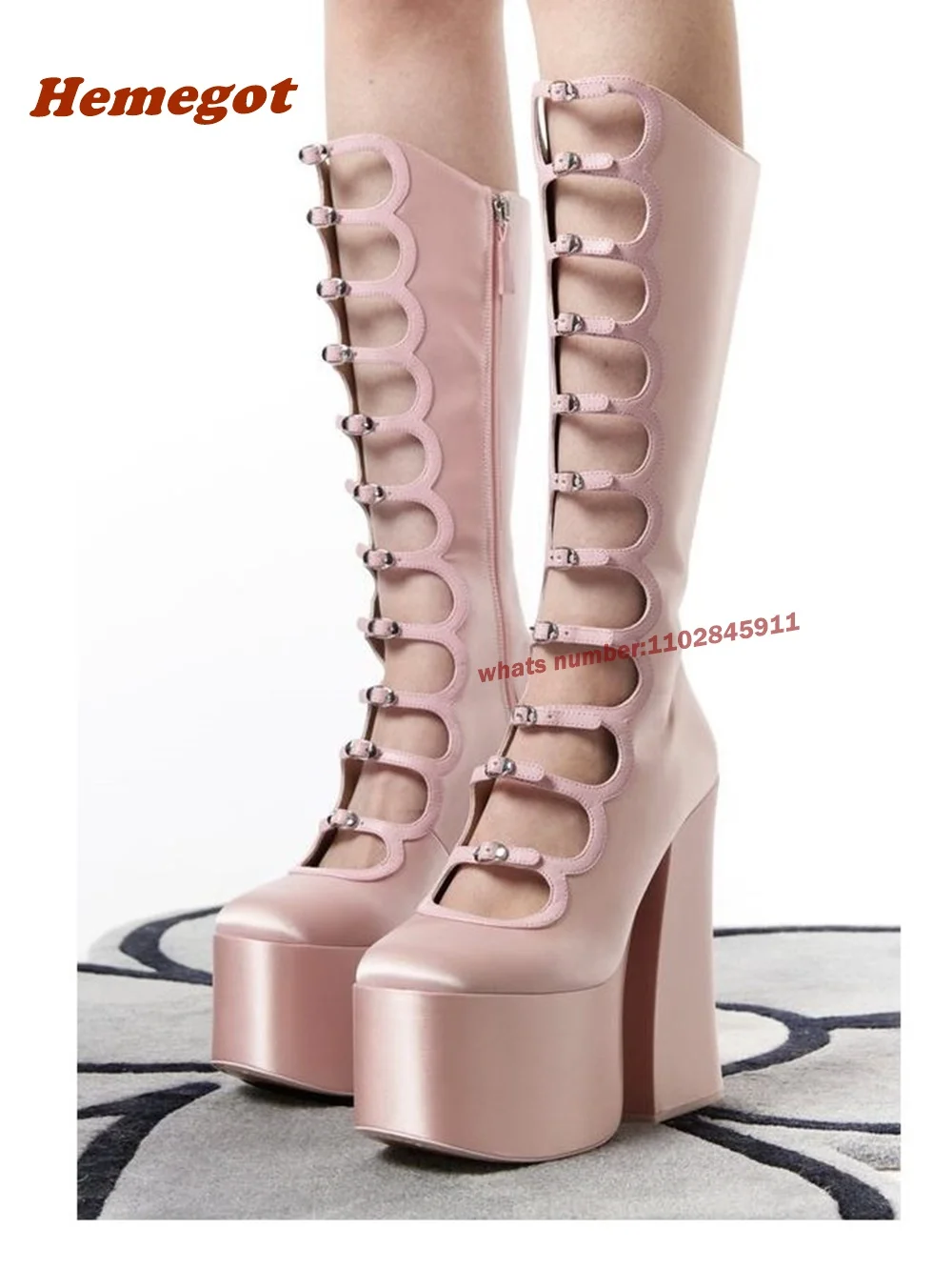 Women Shoes Boots - Розовые ботинки на толстой подошве с
