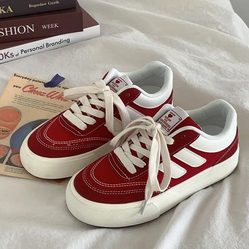 Women Shoes Vans - Женские кроссовки на платформе, Красные кроссовки