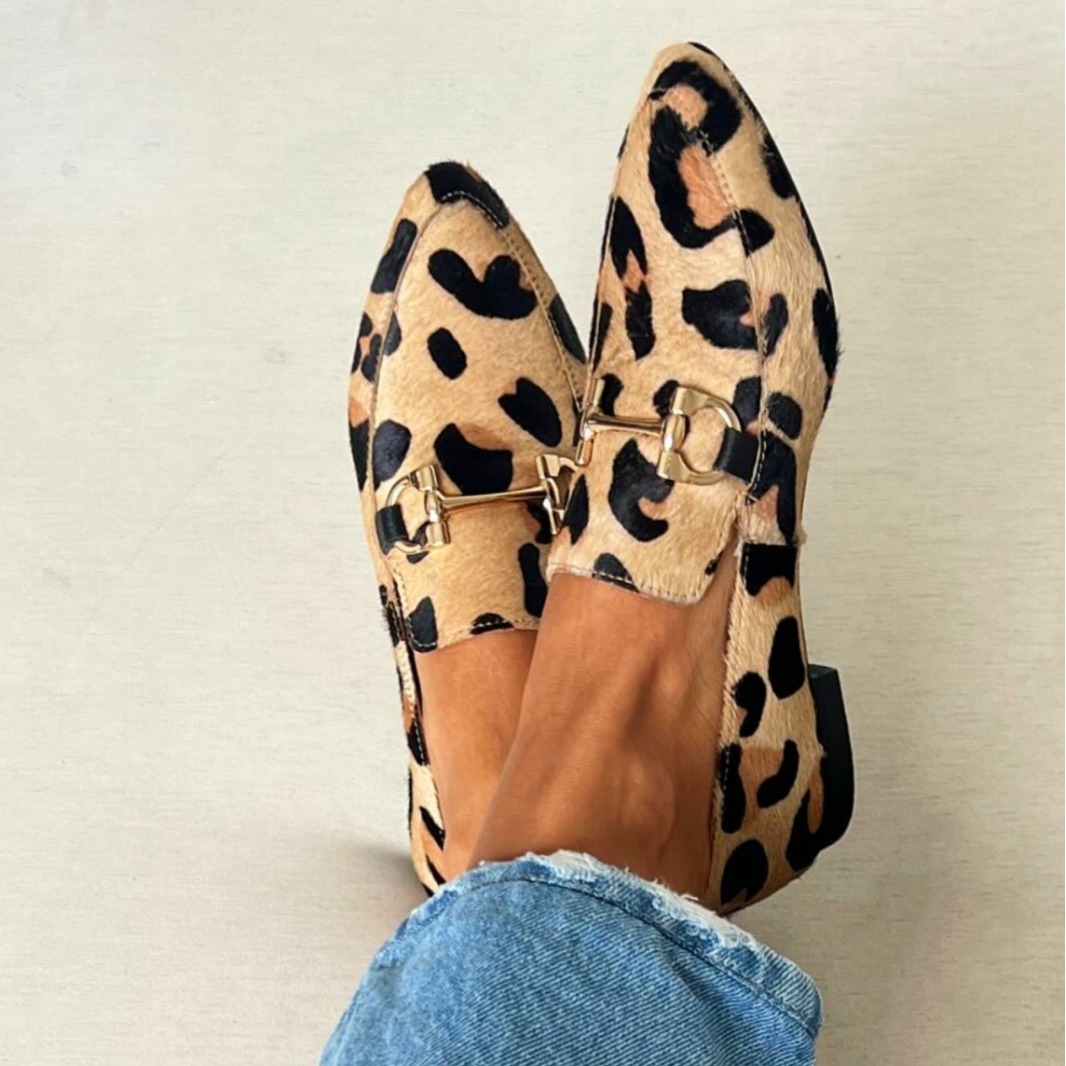 Mule Slip On - Женские туфли с леопардовым принтом больших
